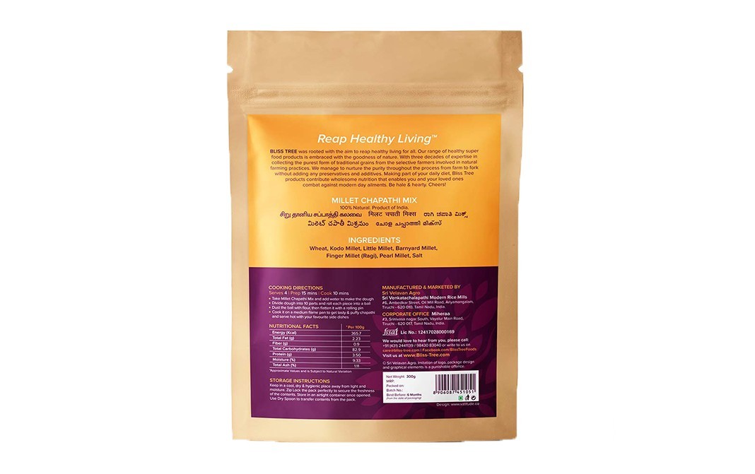 Bliss Tree Instant Mix Millet Chapathi    Pack  300 grams